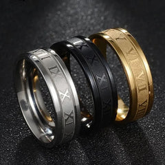 Vintage Roman Numerals Men's Ring - Stainless Steel