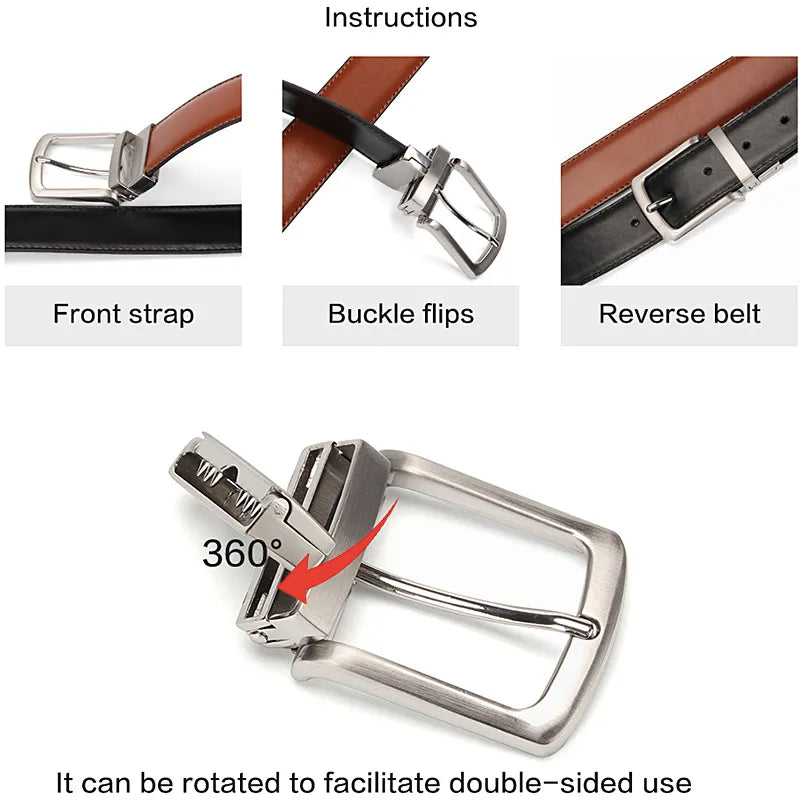 Luxury Reversible Buckle Leather Belt