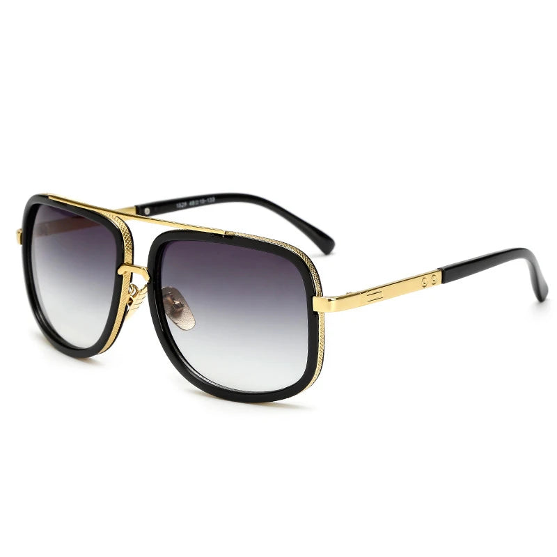 New Fashion Big Frame Sunglasses - Retro Square Metal