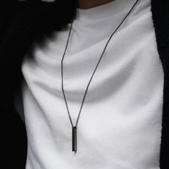 Classic Rectangle Pendant Cuban Chain Necklace