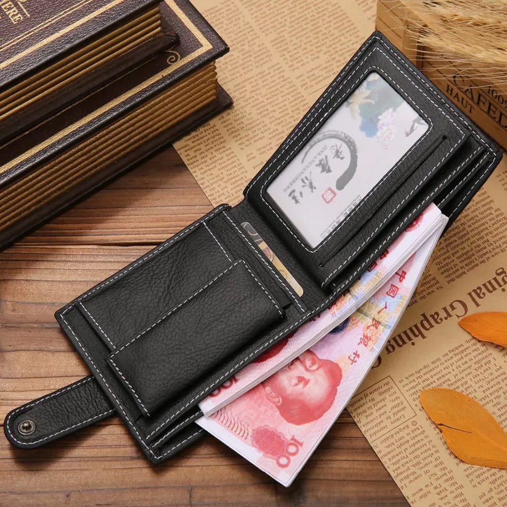 JINBAOLAI Cow Leather Men's Wallet - Solid Sample Style with Zipper