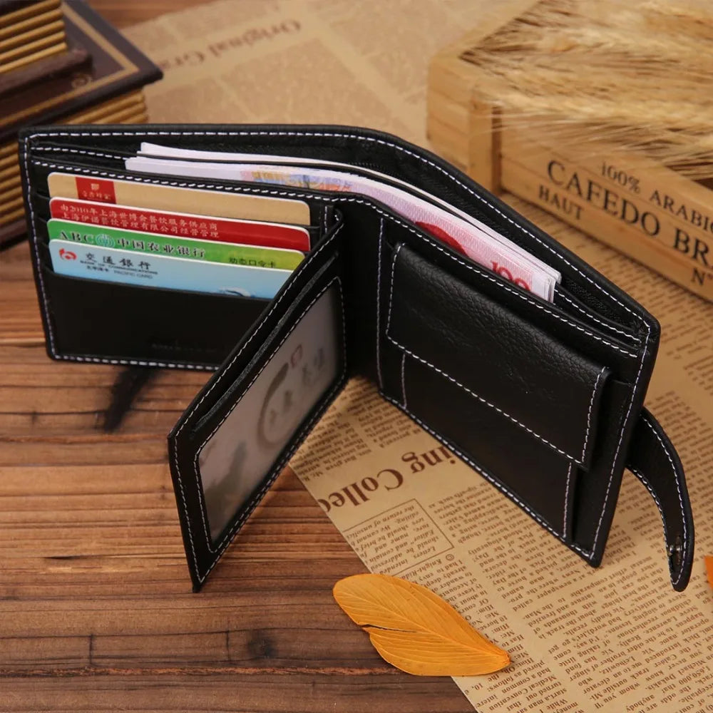 JINBAOLAI Cow Leather Men's Wallet - Solid Sample Style with Zipper