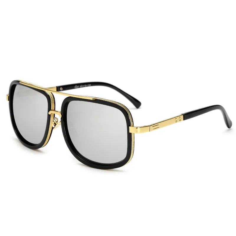 New Fashion Big Frame Sunglasses - Retro Square Metal