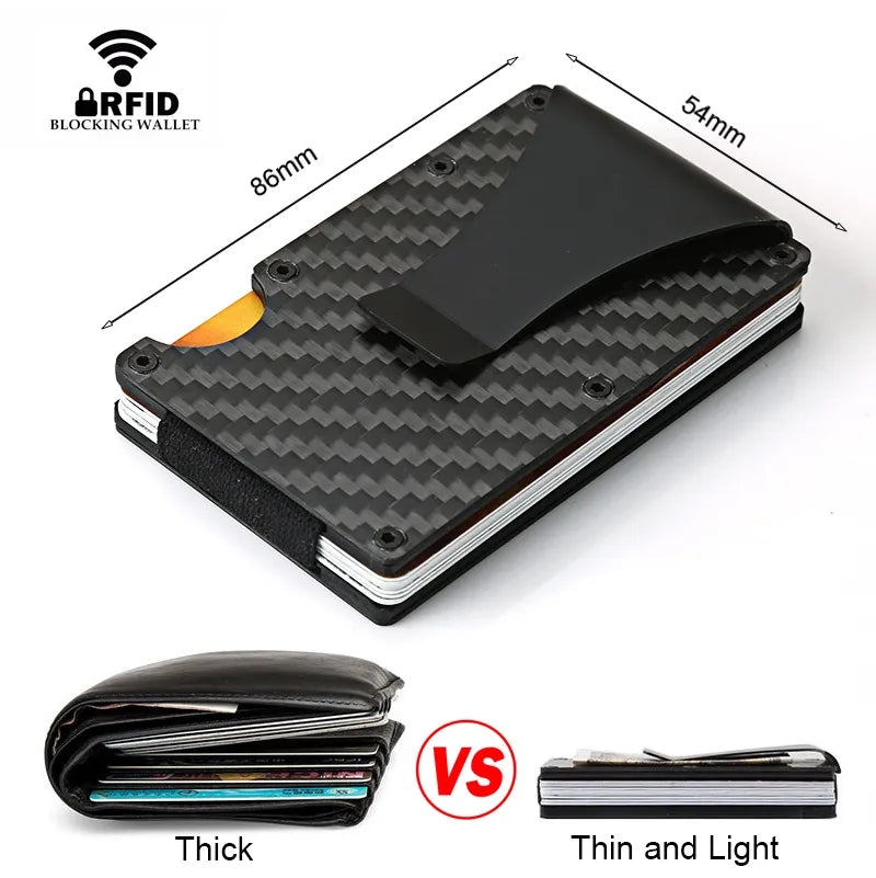 DIENQI Carbon Fiber Card Holder - Minimalist RFID-Blocking Magic Wallet