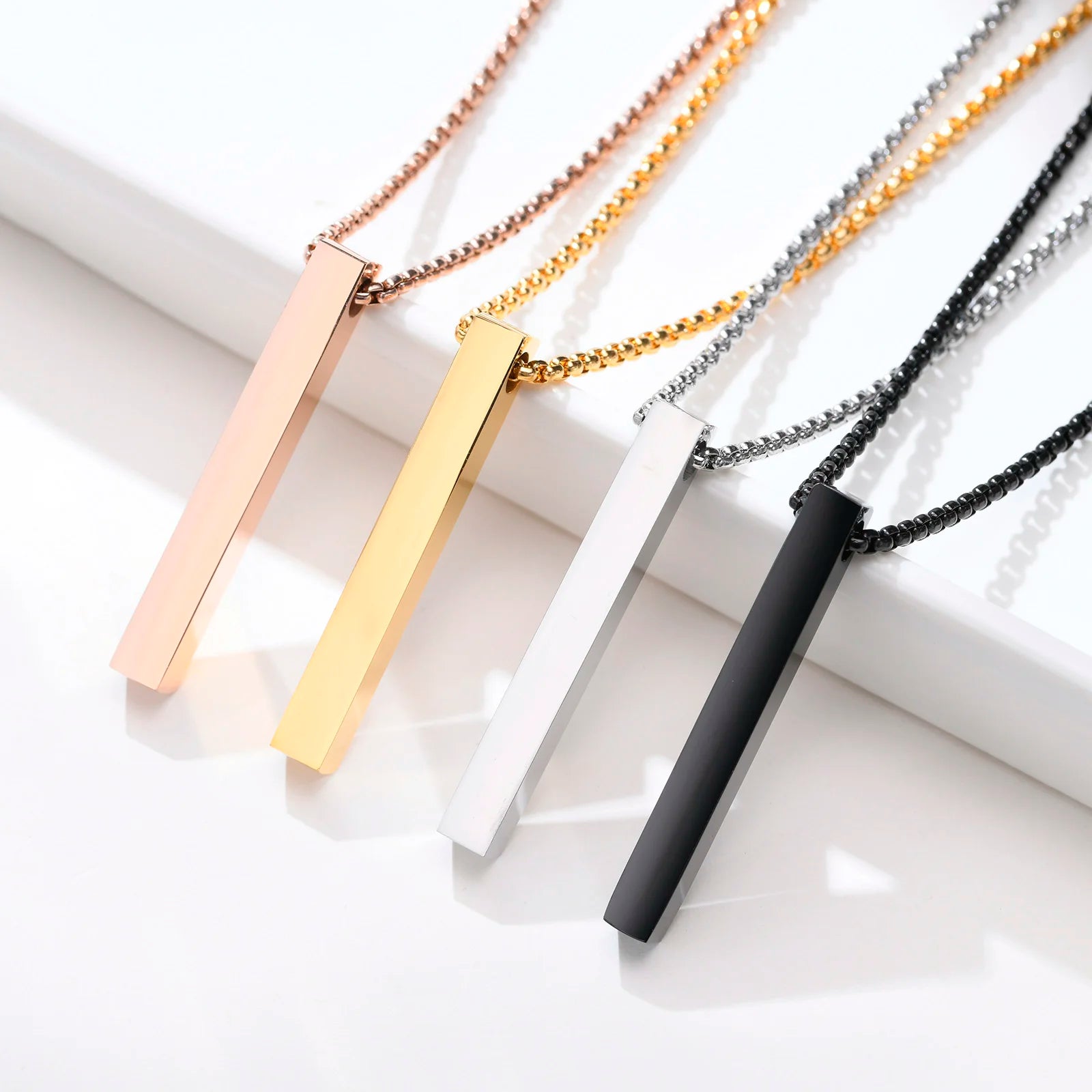 VNOX 5mm Pillar Stainless Steel Necklace