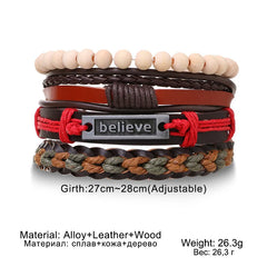 Vintage Charm Leather Bracelet Set