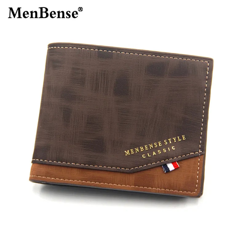 New Men's Short Cross Section Youth Tri-fold Wallet - Business Multi-card