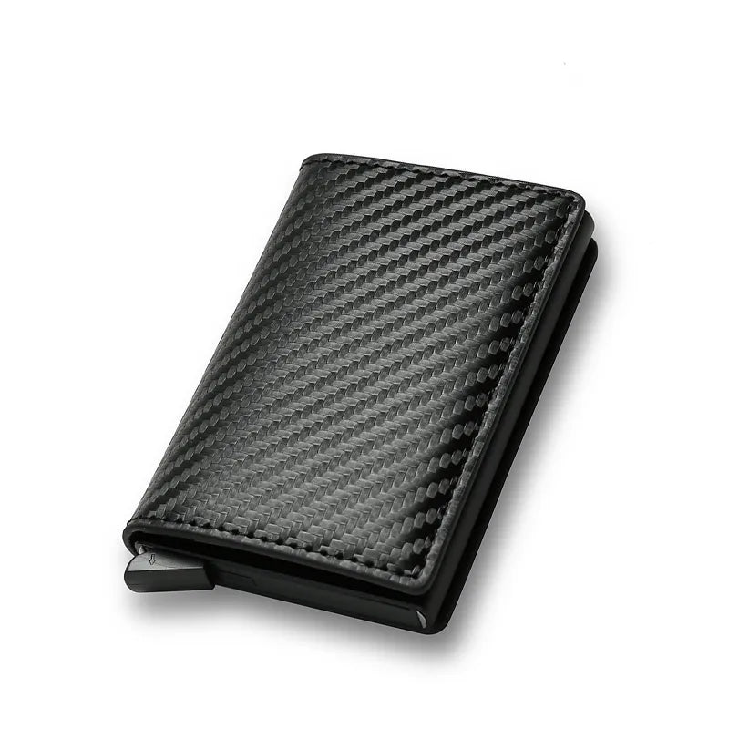 Carbon Fiber Slim Aluminum RFID Wallet - Automatic Pop-Up Card Holder