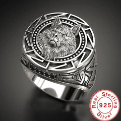 Retro Wolf Totem 925 Sterling Silver Men's Ring