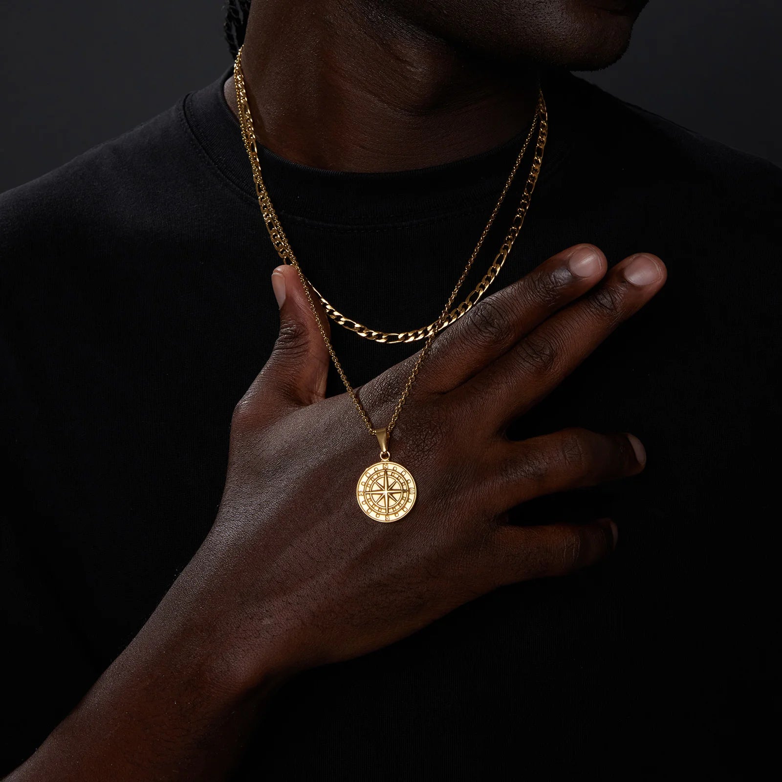 VNOX Layered Sailing Compass Necklace