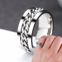 Cool Black Spinner Chain Stainless Steel Ring