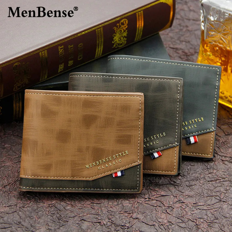 New Men's Short Cross Section Youth Tri-fold Wallet - Business Multi-card