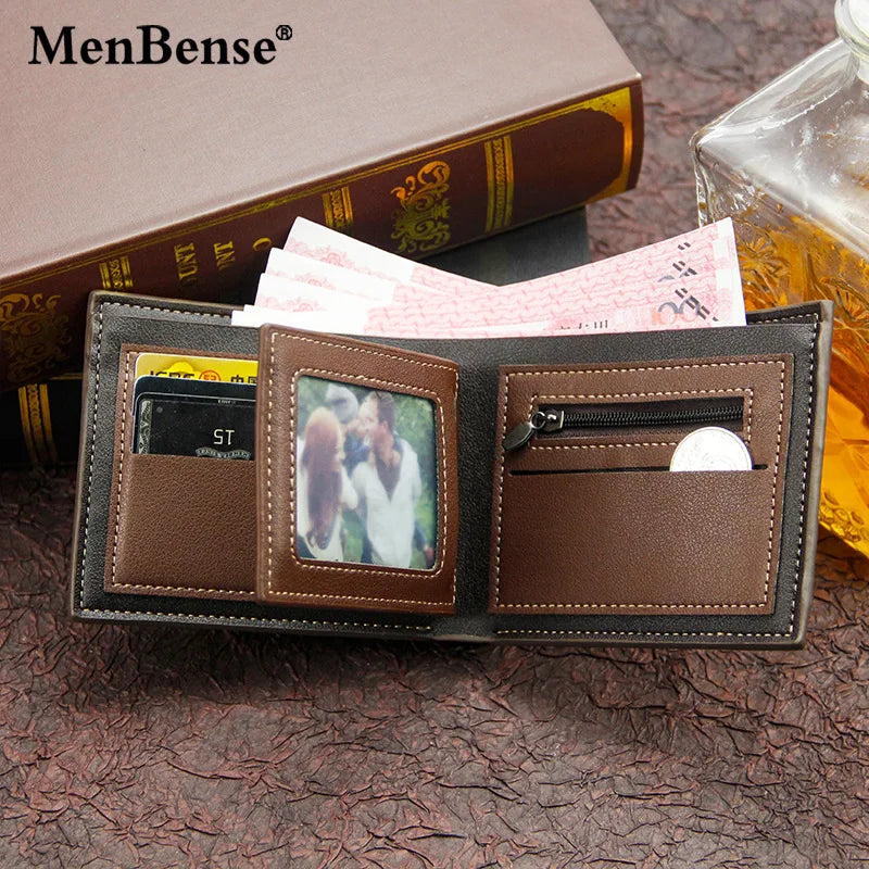 New Men's Short Cross Section Youth Tri-fold Wallet - Business Multi-card