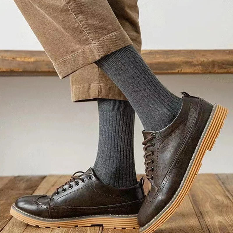 Simple Cotton Ridged Dress Socks