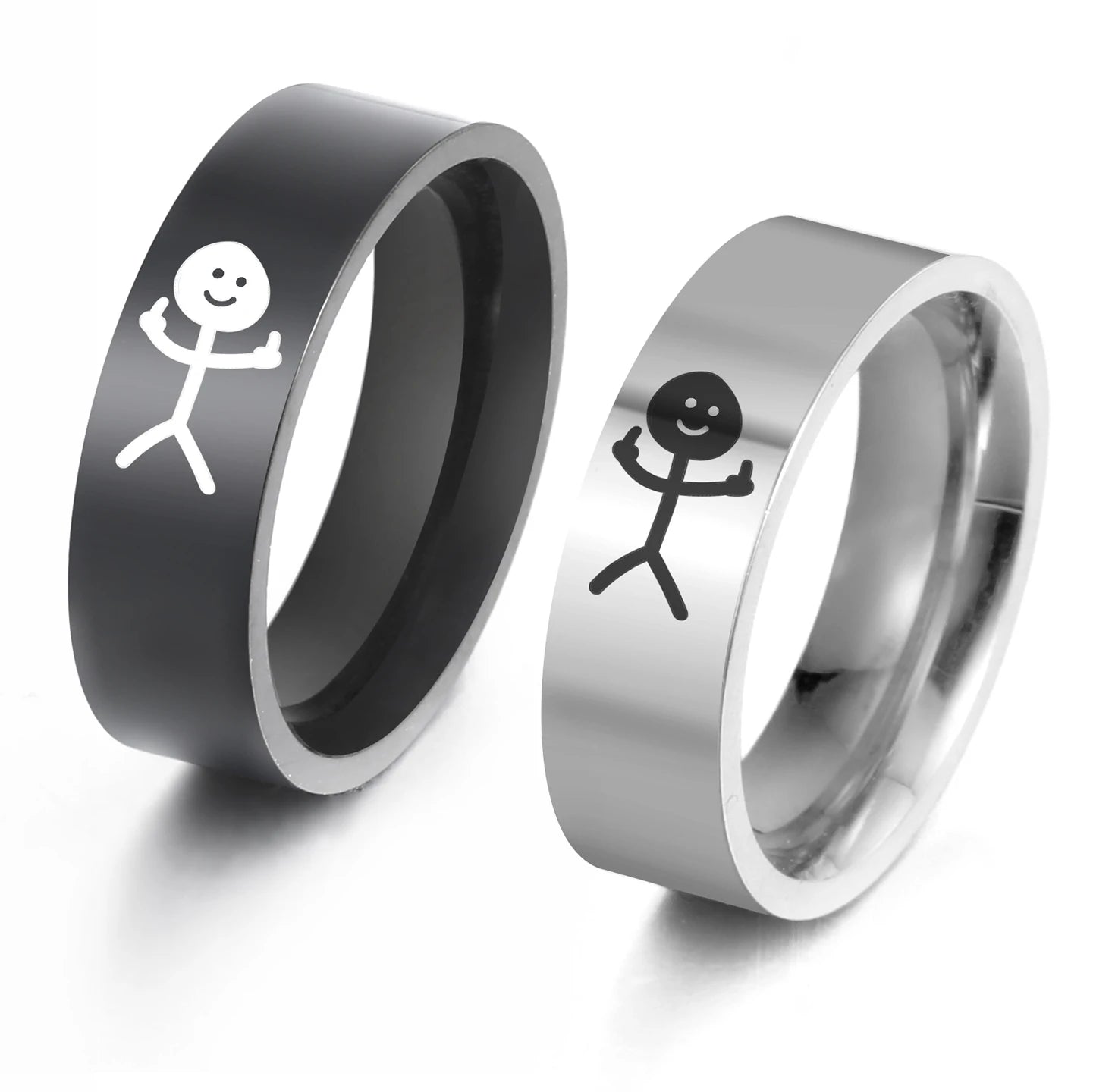 LIKGREAT Stainless Steel Middle Finger Stickman Ring