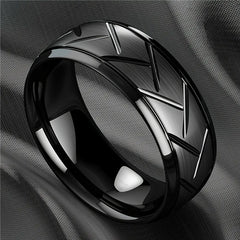 Groove Beveled Stainless Steel Ring