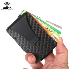 DIENQI Carbon Fiber Card Holder - Minimalist RFID-Blocking Magic Wallet