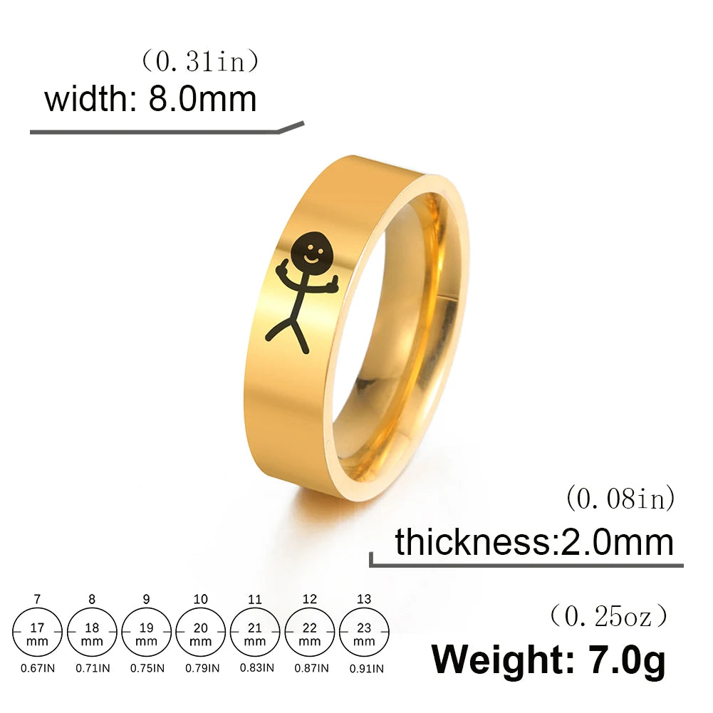 LIKGREAT Stainless Steel Middle Finger Stickman Ring