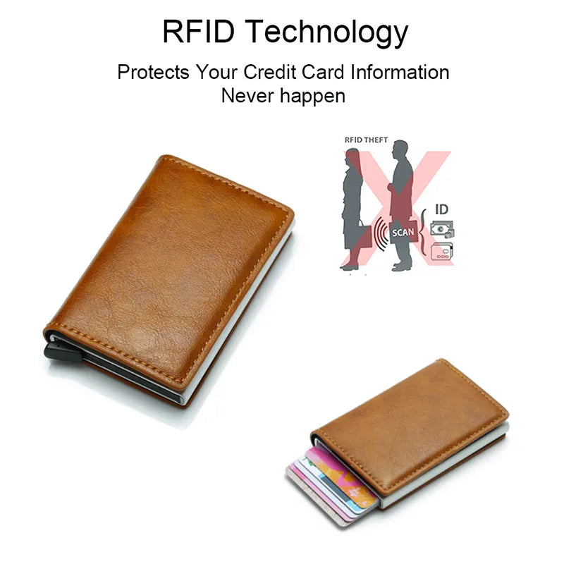 Carbon Fiber Slim Aluminum RFID Wallet - Automatic Pop-Up Card Holder