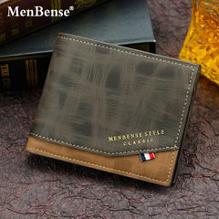 New Men's Short Cross Section Youth Tri-fold Wallet - Business Multi-card