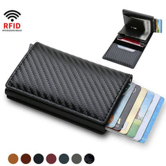 Carbon Fiber Slim Aluminum RFID Wallet - Automatic Pop-Up Card Holder