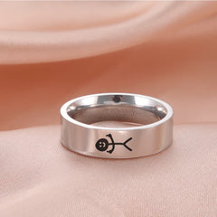 LIKGREAT Stainless Steel Middle Finger Stickman Ring