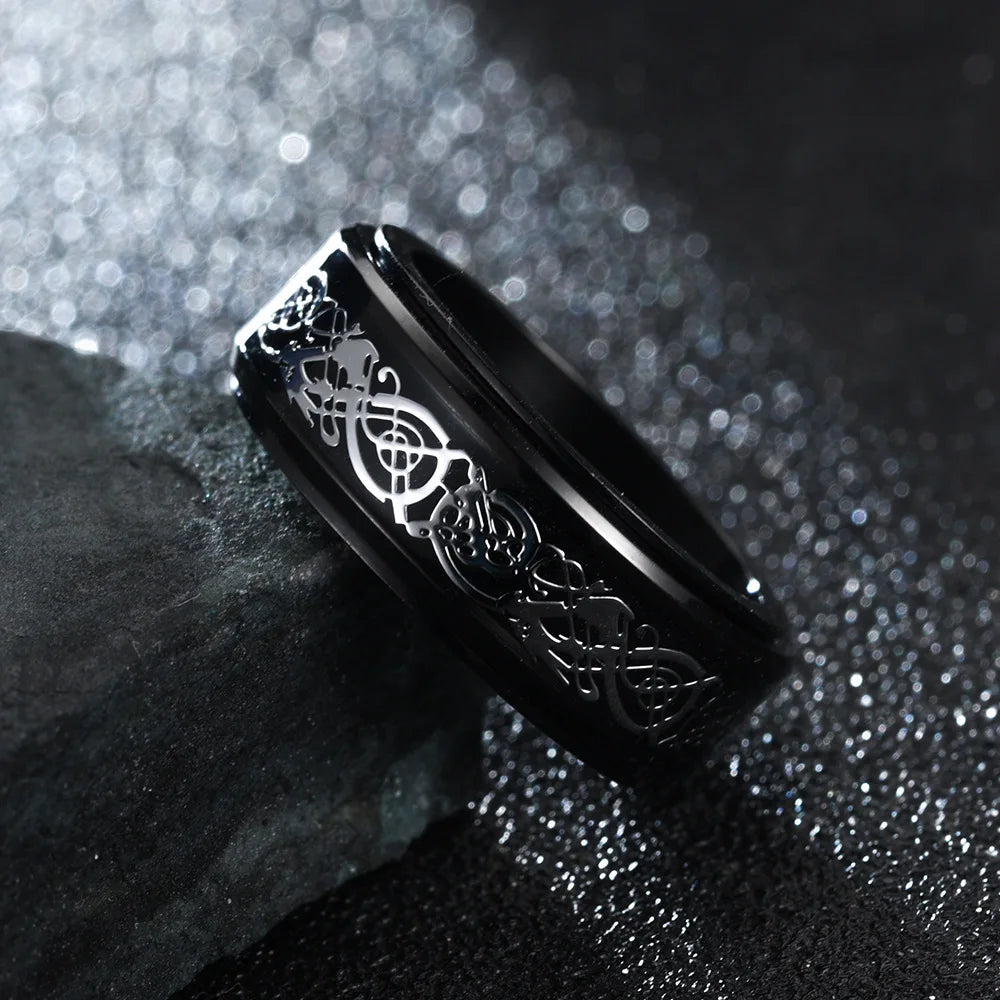 Punk Celtic Dragon Rotating Anxiety Ring