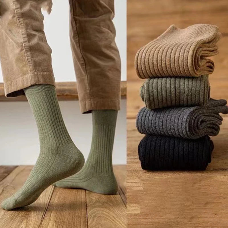 Simple Cotton Ridged Dress Socks