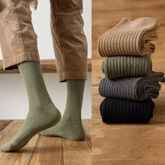 Simple Cotton Ridged Dress Socks