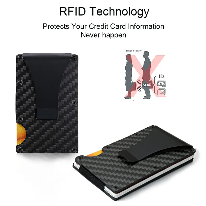 DIENQI Carbon Fiber Card Holder - Minimalist RFID-Blocking Magic Wallet